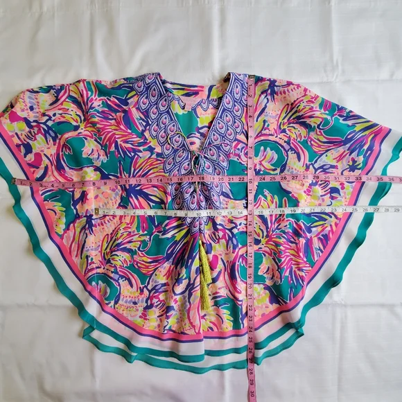 HTF Lilly Pulitzer Lettie Silk Caftan Small Safari Sighted Flowy Oversizedβ Med - Picture 10 of 16